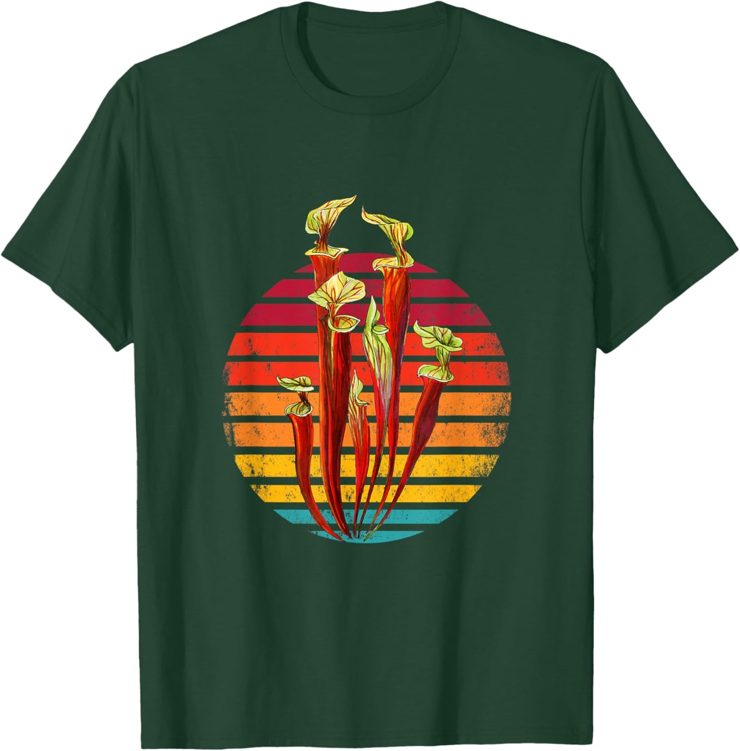 Retro Vintage Sunset Sarracenia Carnivorous Plants T-Shirt - T-Shirt | Forest