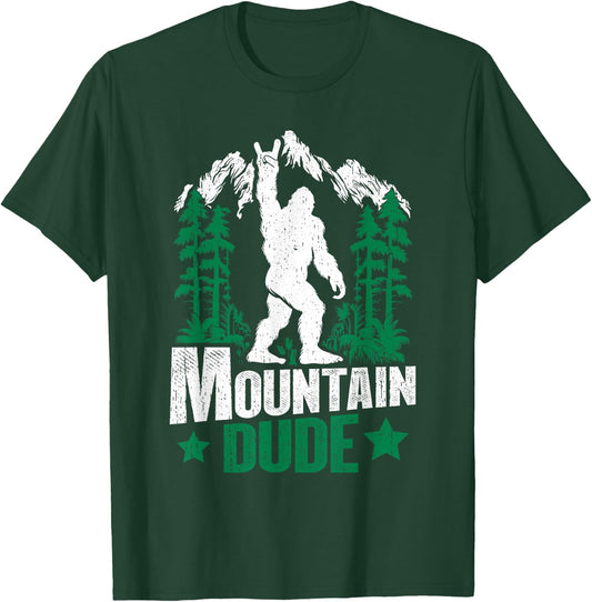 Funny Bigfoot Outdoor Adventures Mountain Dude T-Shirt - T-Shirt | Forest