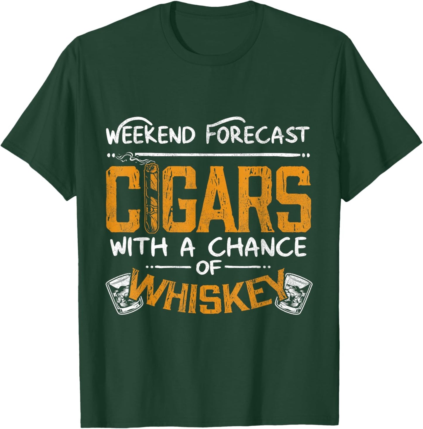Funny Cigar and Whiskey Lover Graphic Women Men Cigar Fan T-Shirt - T-Shirt | Forest