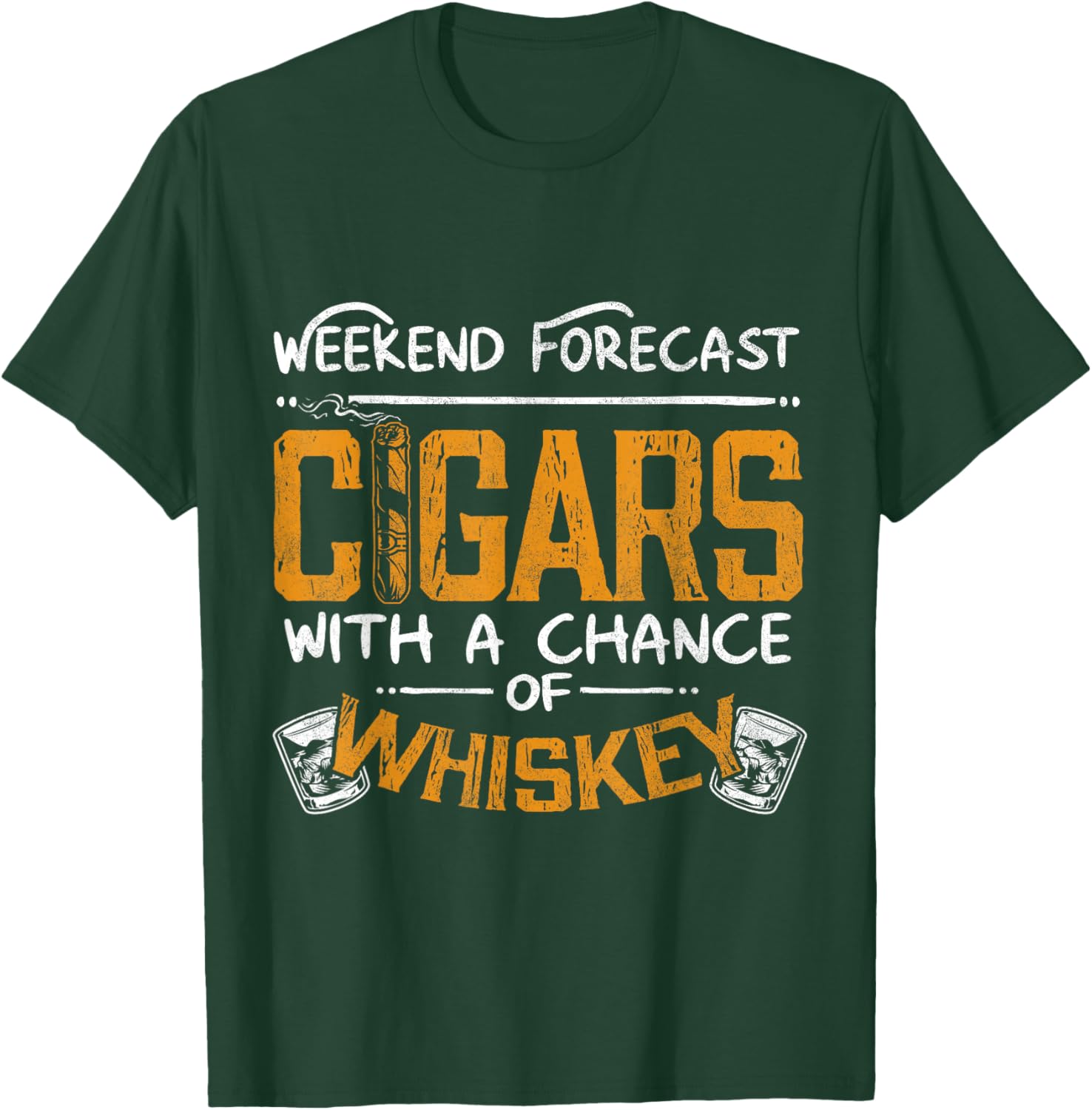 Funny Cigar and Whiskey Lover Graphic Women Men Cigar Fan T-Shirt - T-Shirt | Forest