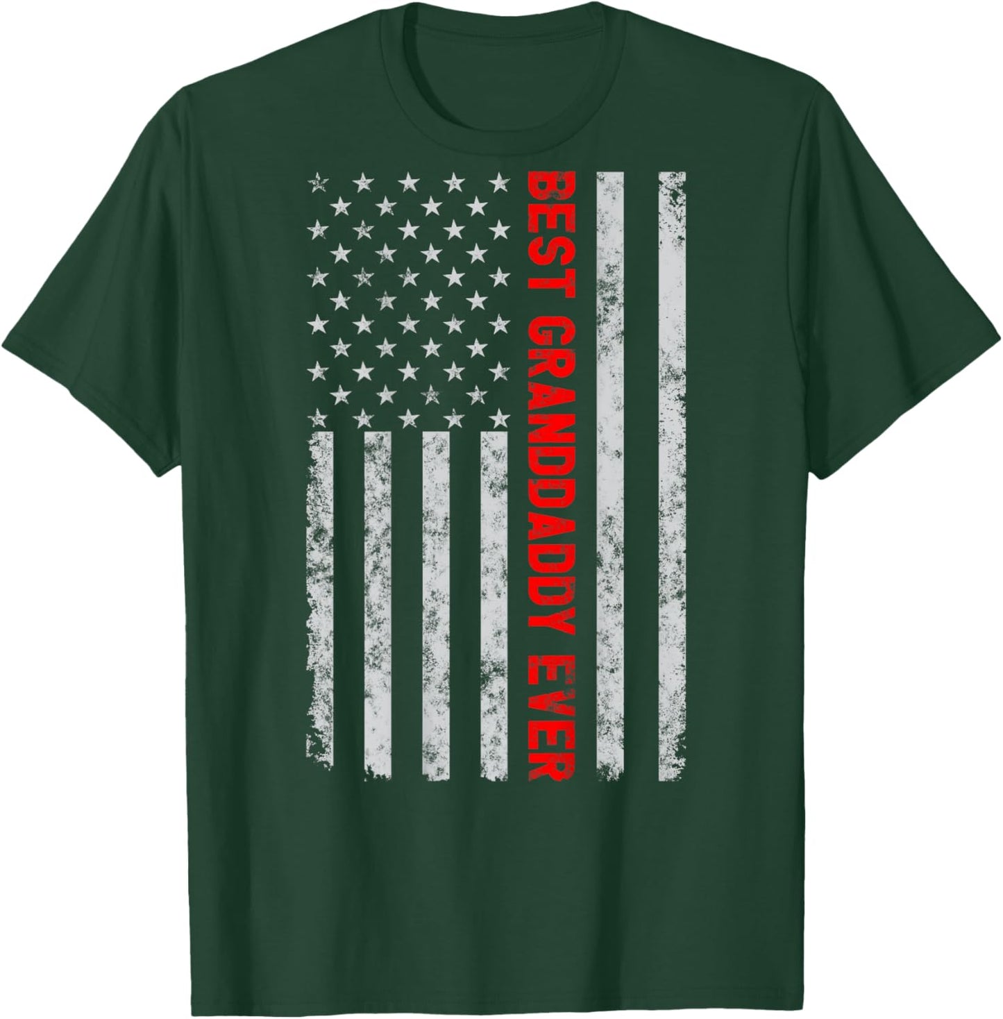 Best Granddaddy Ever Funny Fathers Day Vintage American Flag Women Men T-Shirt - T-Shirt | Forest