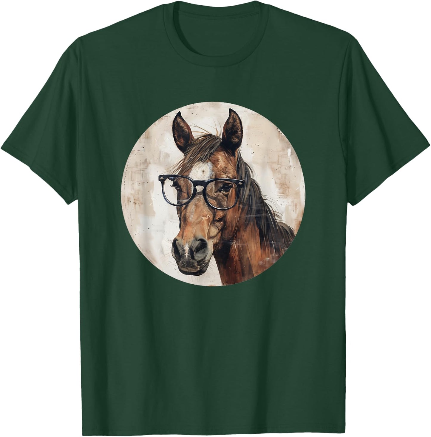 Funny Horse with Glasses Equestrian Riding T-Shirt - T-Shirt | Forest