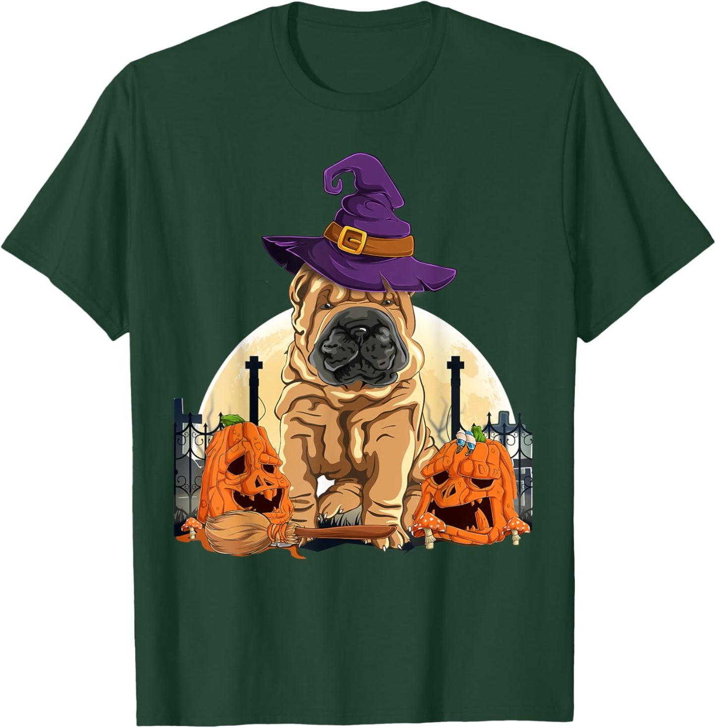 Shar-Pei Halloween Pumpkin & Moon For Dog Lover Shar Pei T-Shirt - T-Shirt | Forest