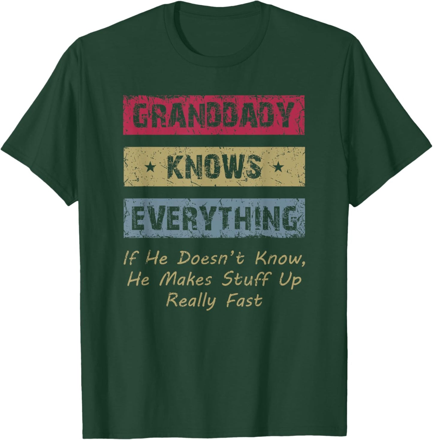 Granddaddy Knows Everything Humor Saying Retro Grandpa T-Shirt - T-Shirt | Forest