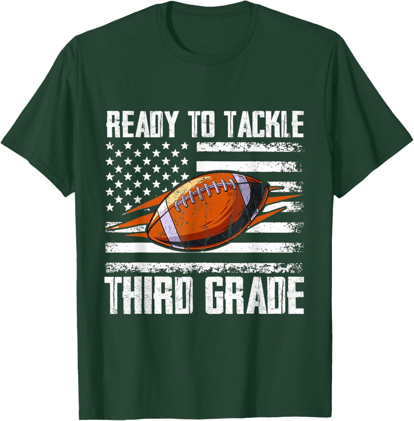 Ready To Tackle Third Grade Football Happy First School Day T-Shirt - T-Shirt | Forest