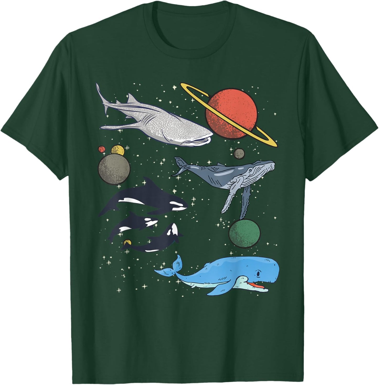 Galaxy Space White Shark Fin Costume Adult shark T-Shirt - T-Shirt | Forest
