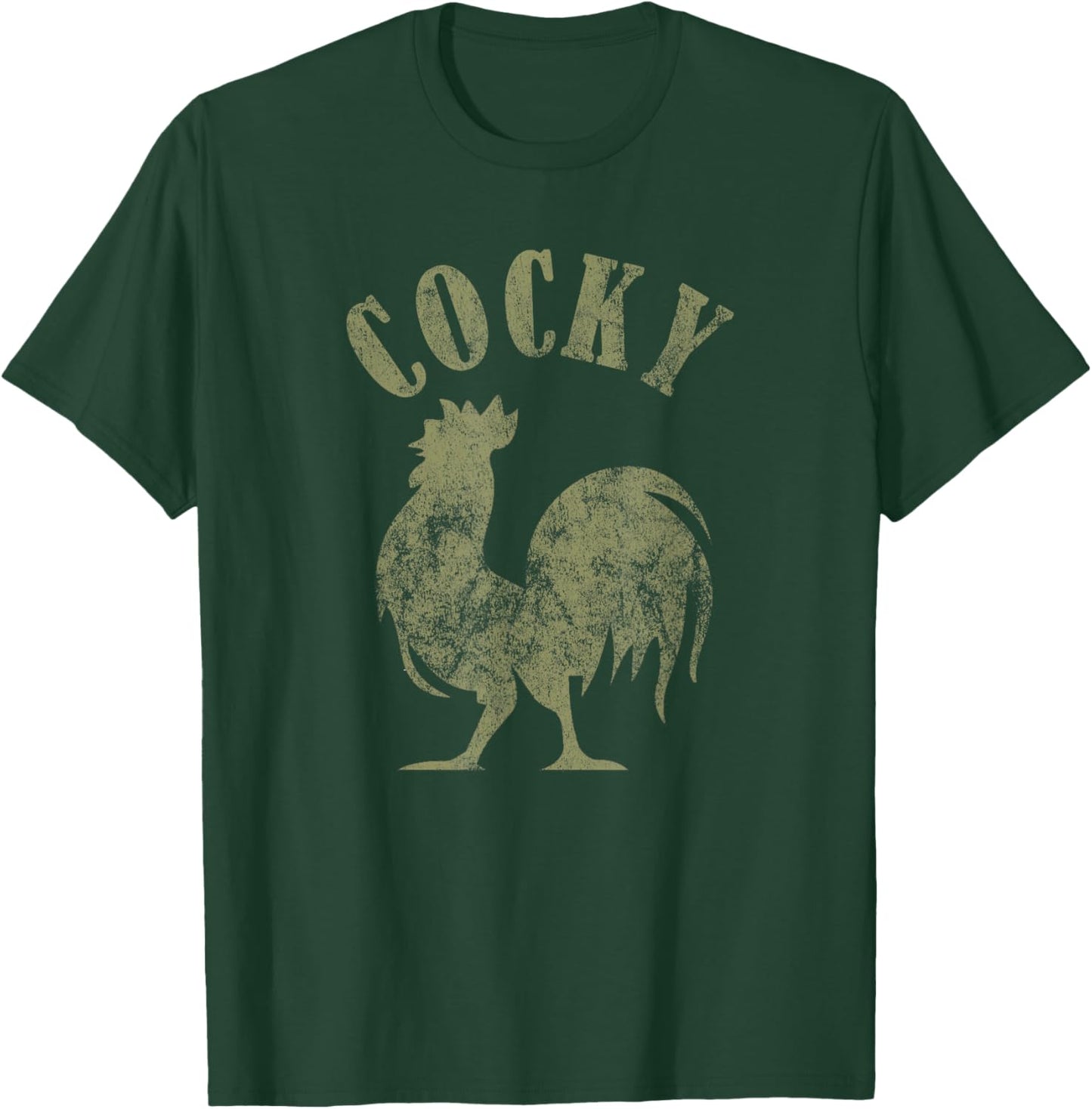 Funny Vintage Retro Distressed Cocky Rooster Lover Men T-Shirt - T-Shirt | Forest