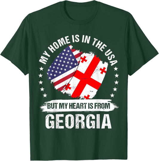 American Patriot Georgia Flag American Georgian Roots T-Shirt - T-Shirt | Forest