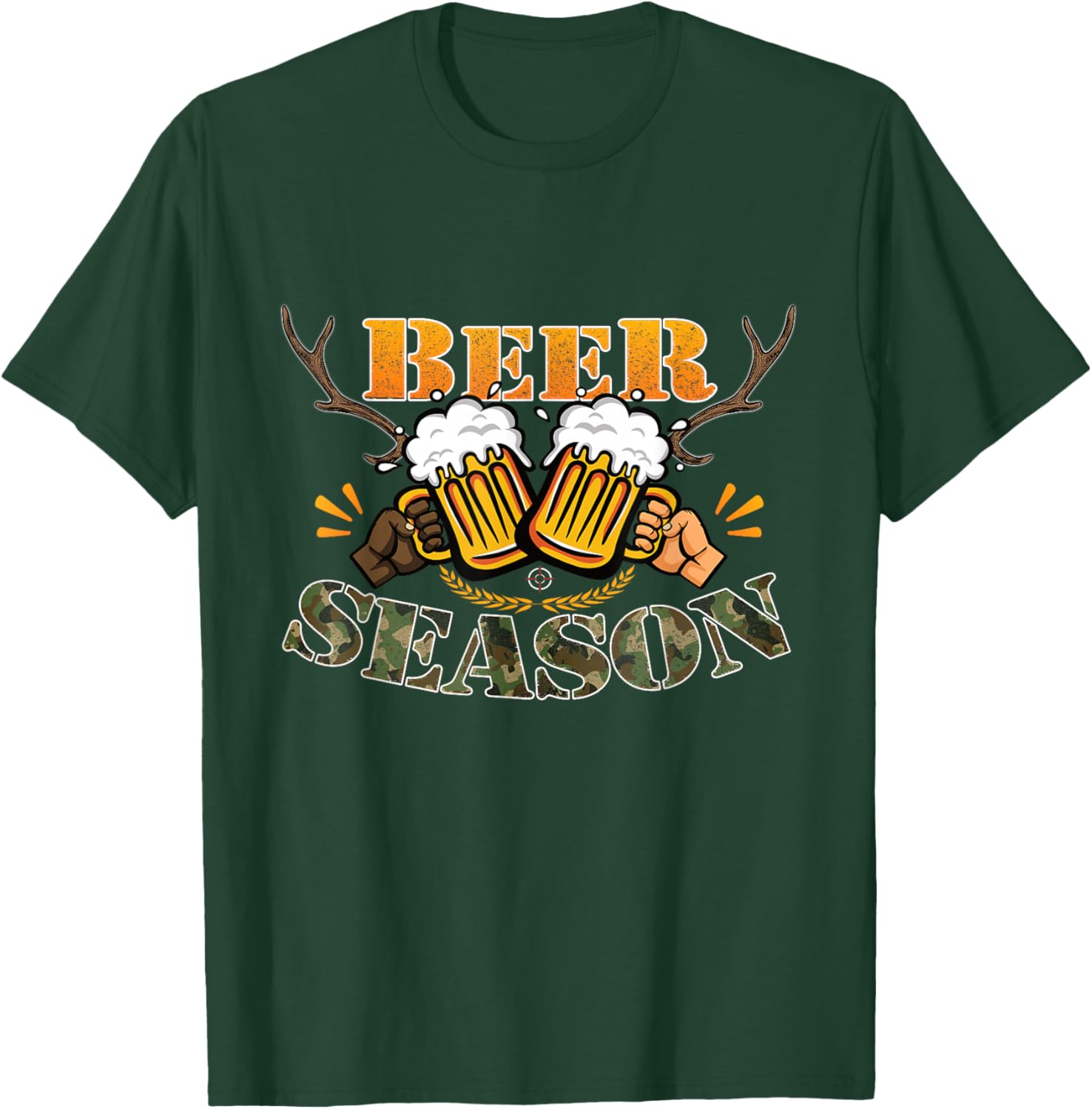 Funny Beer Season Hunting with Beer and Deer Hunting Lover T-Shirt - T-Shirt | Forest