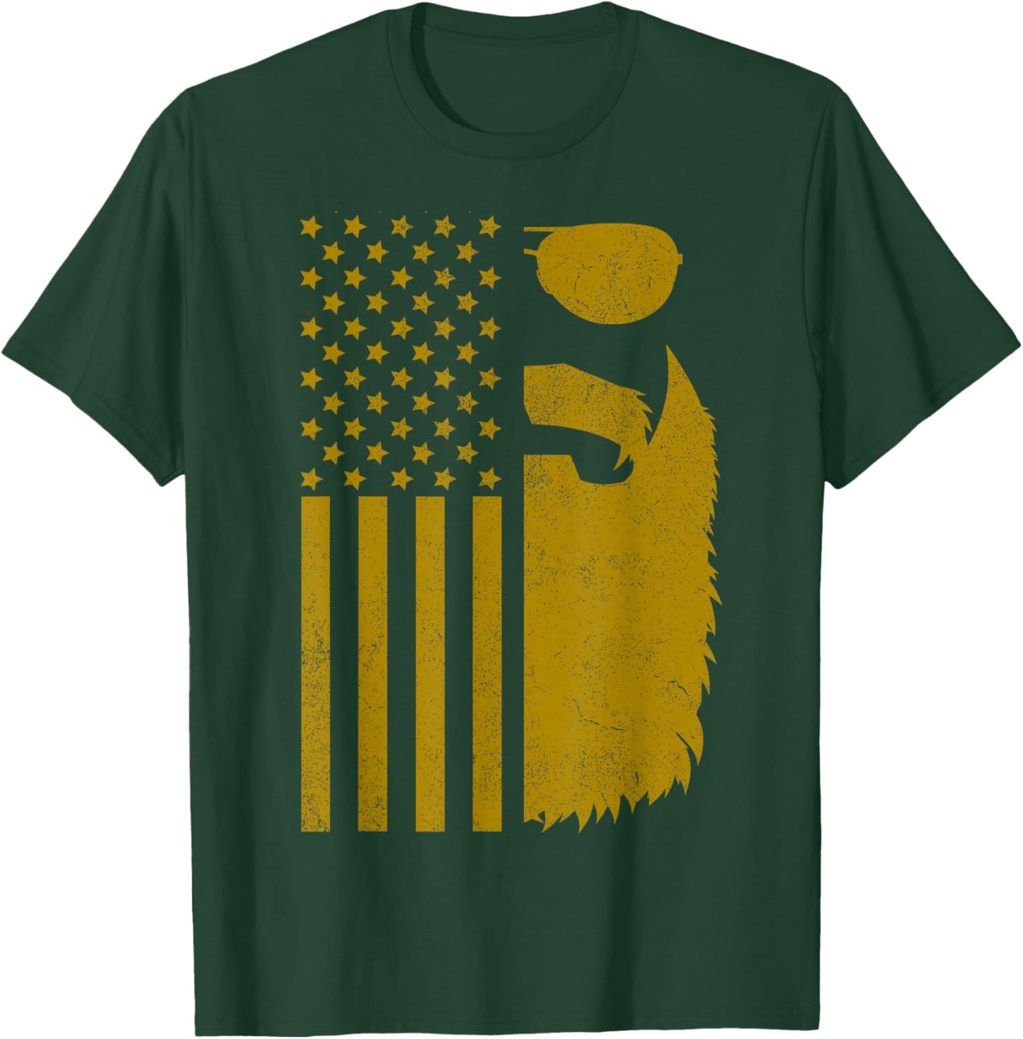 Patriotic US Flag Beard and Sunglasses with Beards T-Shirt - T-Shirt | Forest