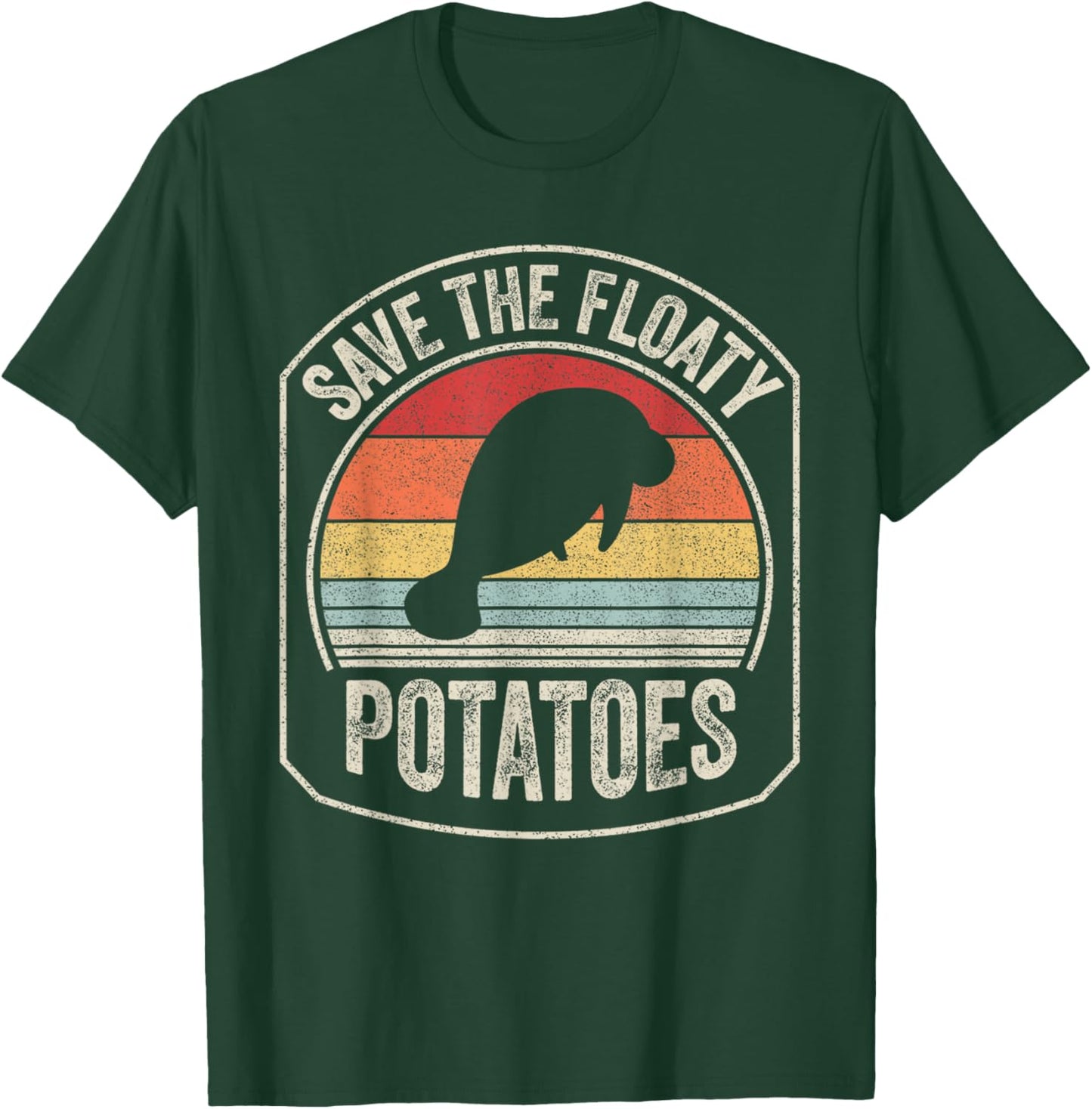 Vintage Retro Save The Floaty Potatoes Manatees T-Shirt - T-Shirt | Forest