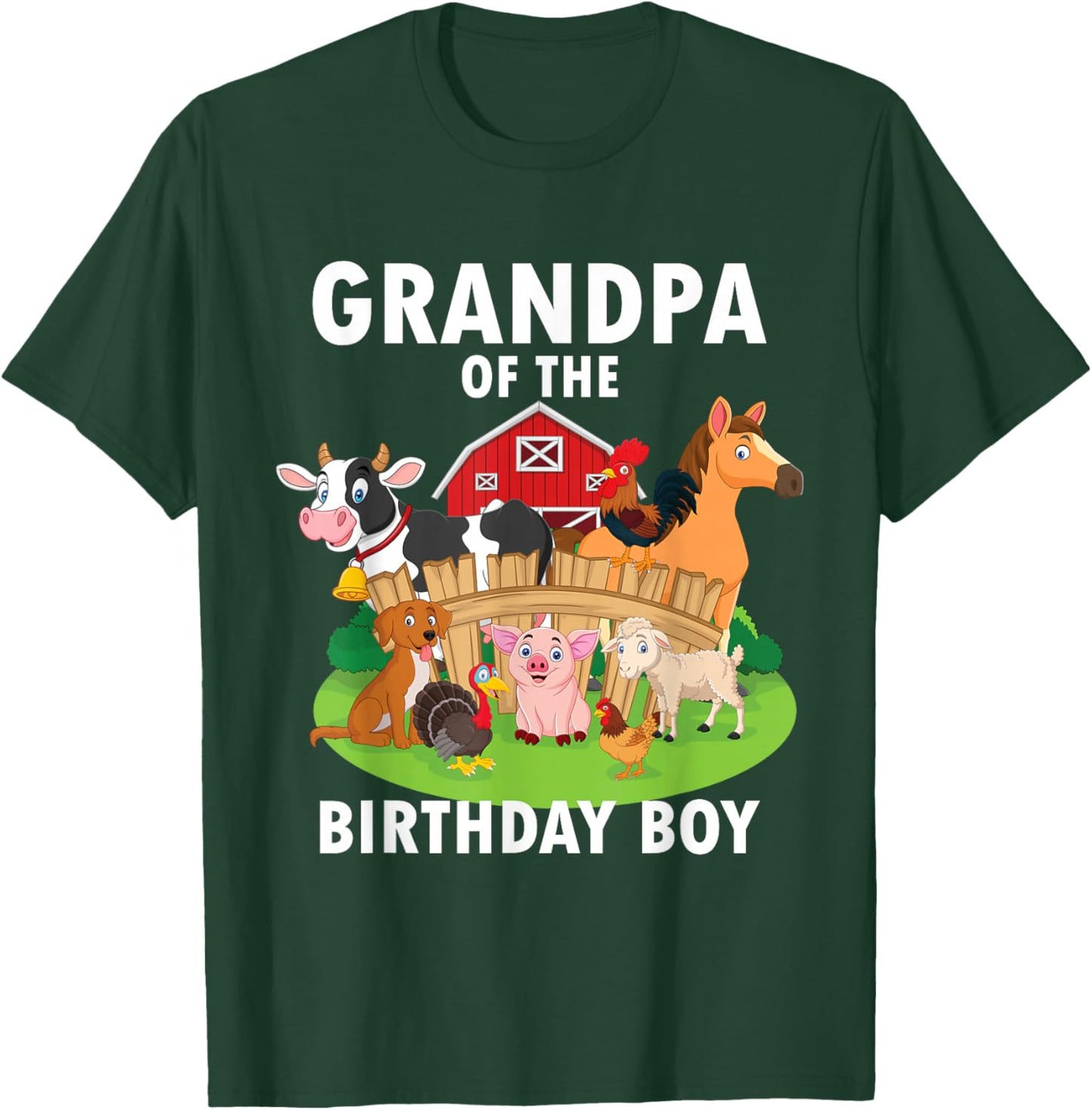 Grandpa Of The Birthday Boy Farm Animals Matching Farm Theme T-Shirt - T-Shirt | Forest