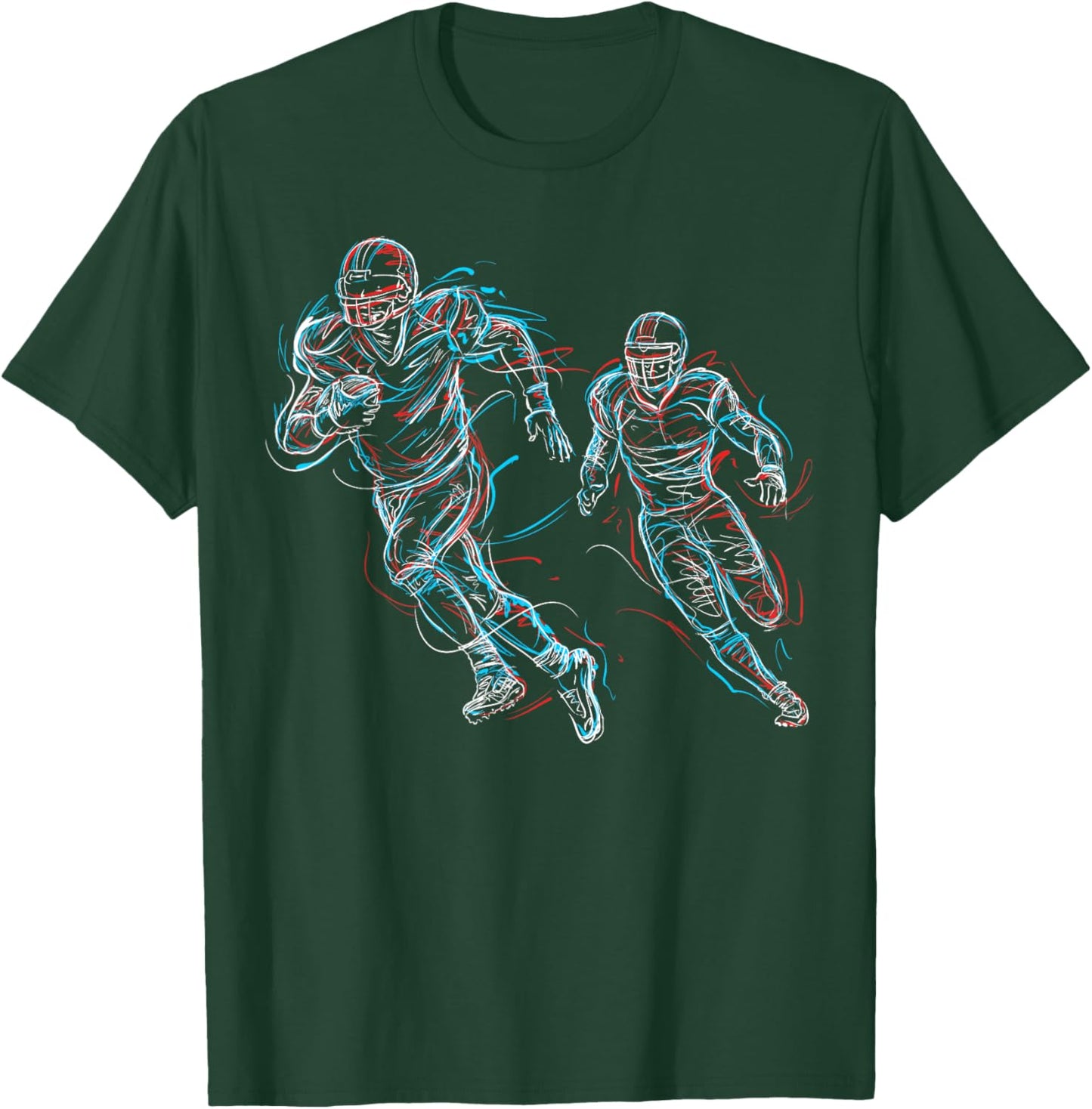 Abstract Art Football Player Running T-Shirt - T-Shirt | Forest