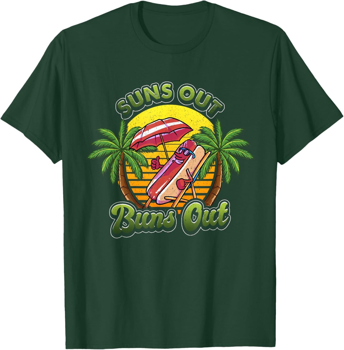 Funny Suns Out Buns Out Hotdog Hot Dog Joke Sausage T-Shirt - T-Shirt | Forest