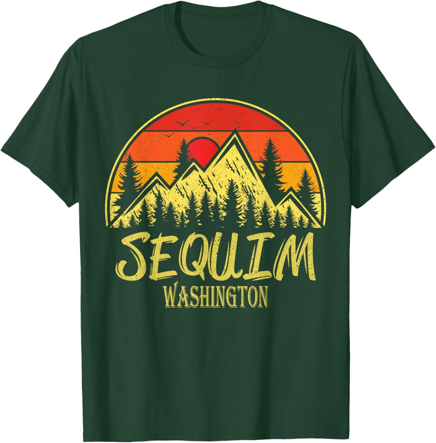 Vintage Sequim Washington WA Mountains Hike Hiking Souvenir T-Shirt - T-Shirt | Forest