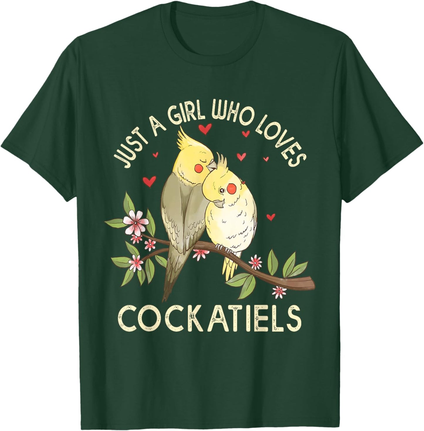 Cockatiels Love Birds Couple Valentines Day Cute Parrot Birb T-Shirt - T-Shirt | Forest
