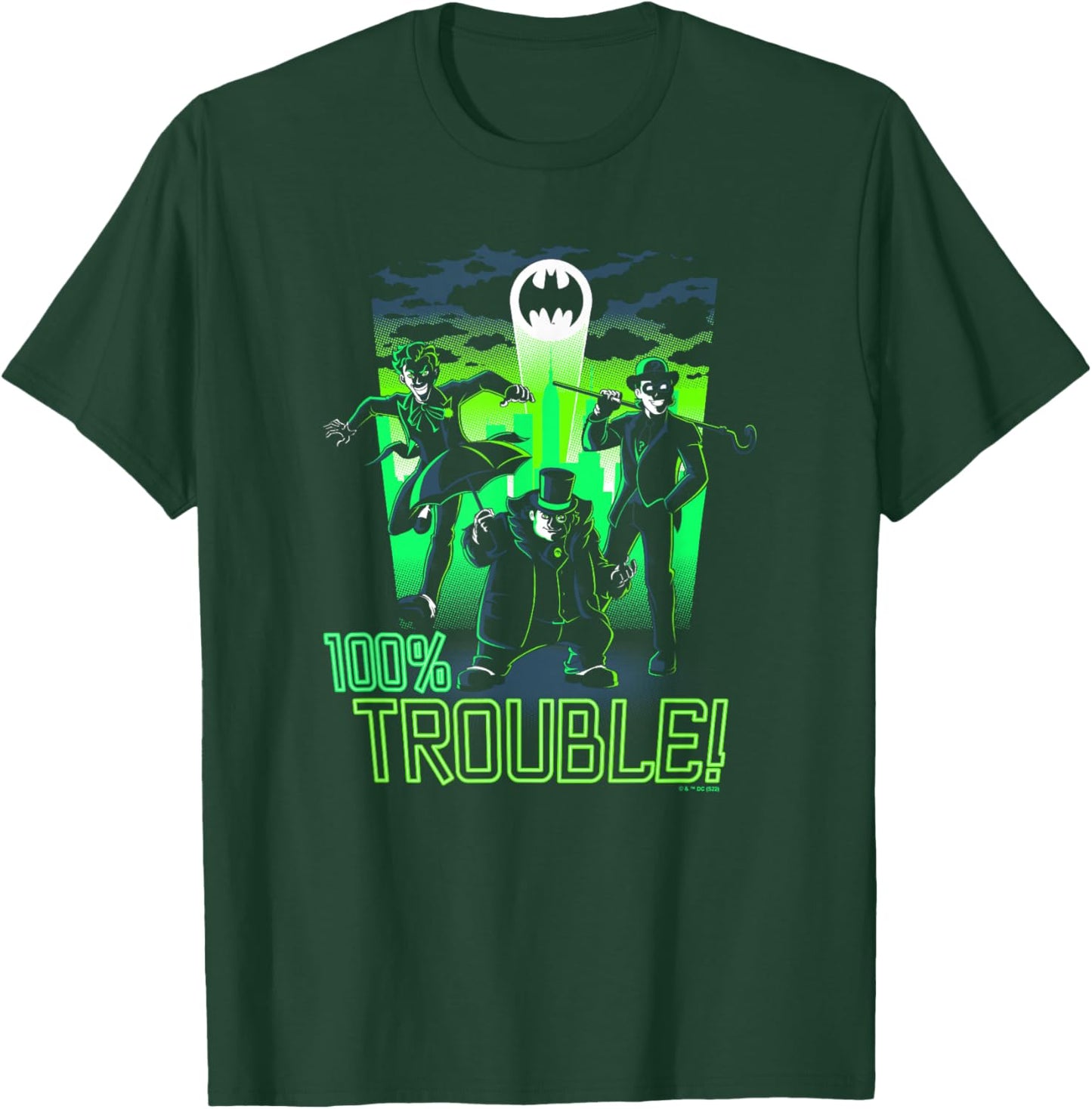 DC Comics Batman Villain Group 100% Trouble! T-Shirt - T-Shirt | Forest