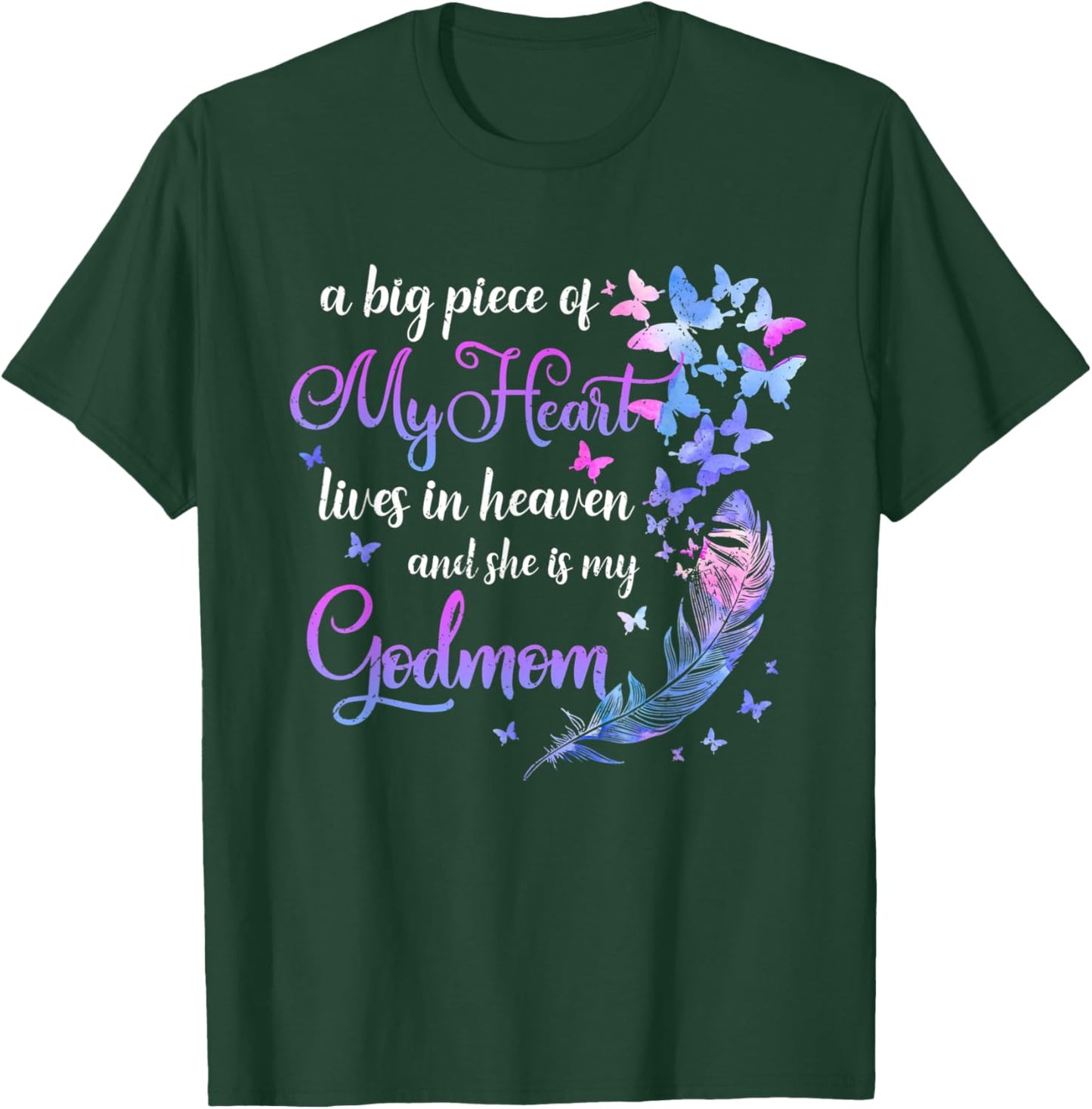 My Godmom Lives In Heaven Godmother Memorial Quotes Godchild T-Shirt - T-Shirt | Forest