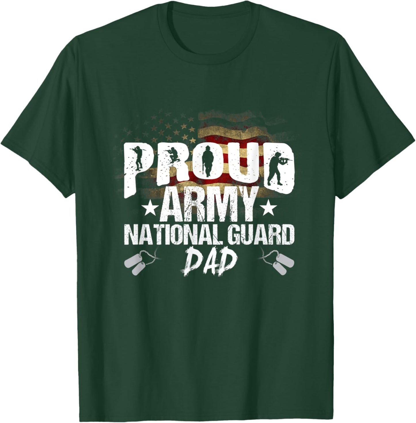 Proud Army National Guard Dad Veteran On 4th July T-Shirt - T-Shirt | Forest