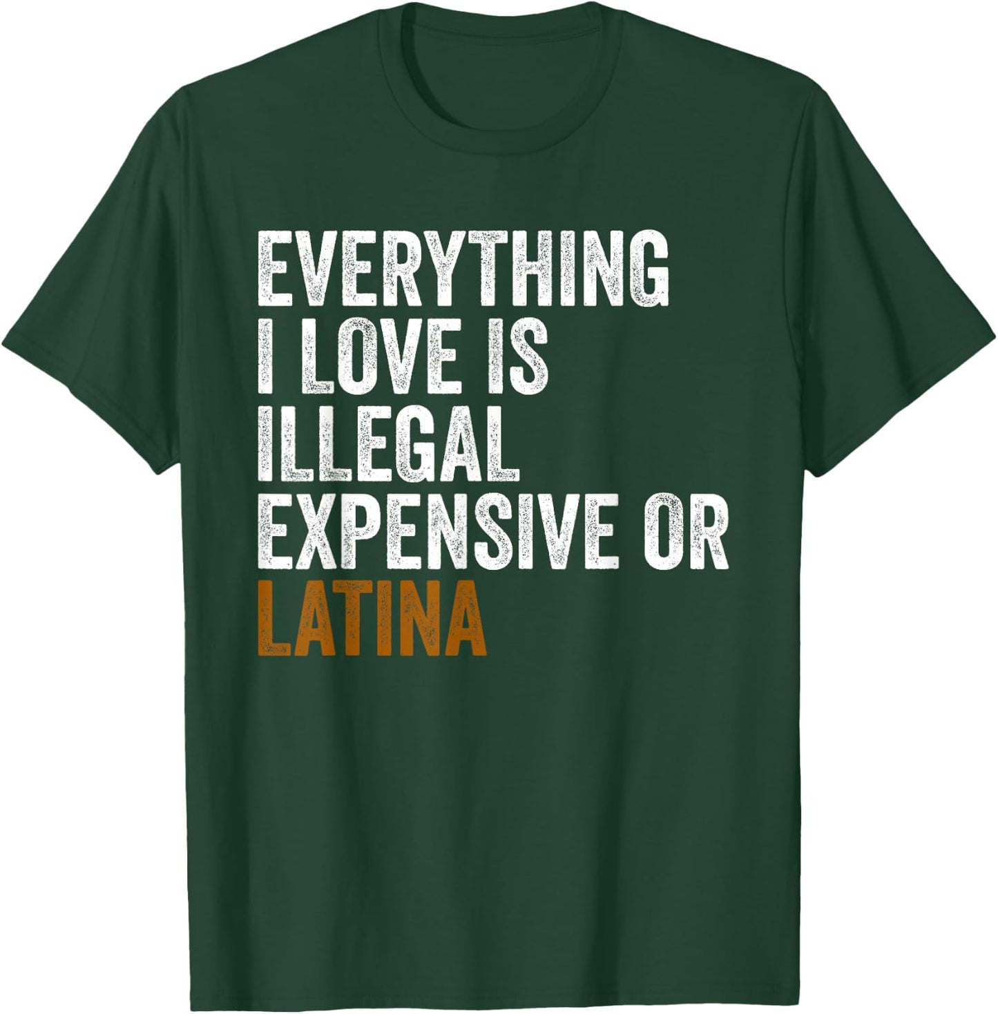 Funny EVERYTHING I LOVE IS ILLEGAL EXPENSIVE OR LATINA T-Shirt - T-Shirt | Forest