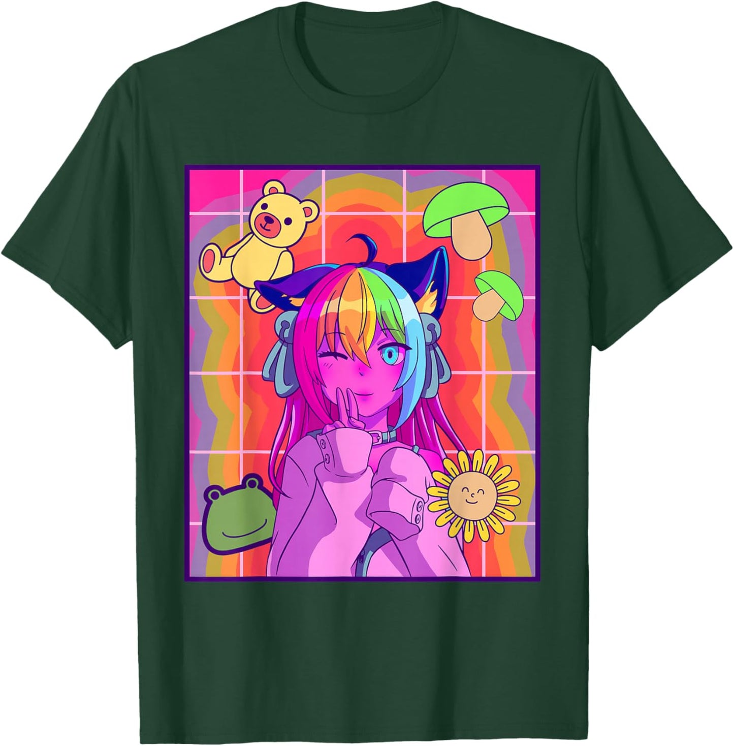 Kidcore Aesthetic Kawaii Anime Girl Old Indie 80s 90s Retro T-Shirt - T-Shirt | Forest