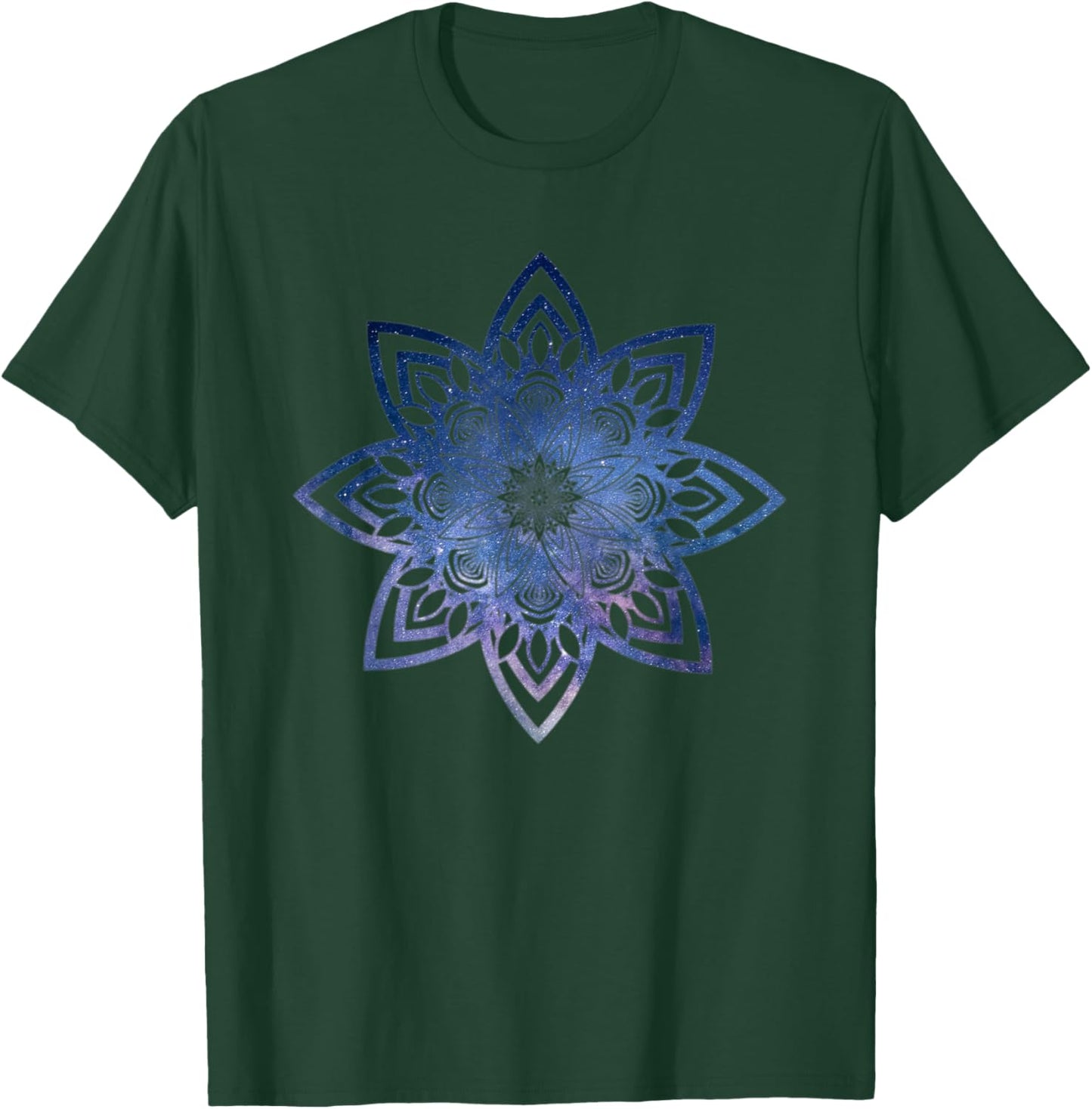 Blue Milkyway Mandala Sacred Geometry Yoga Mantra Om T-Shirt - T-Shirt | Forest