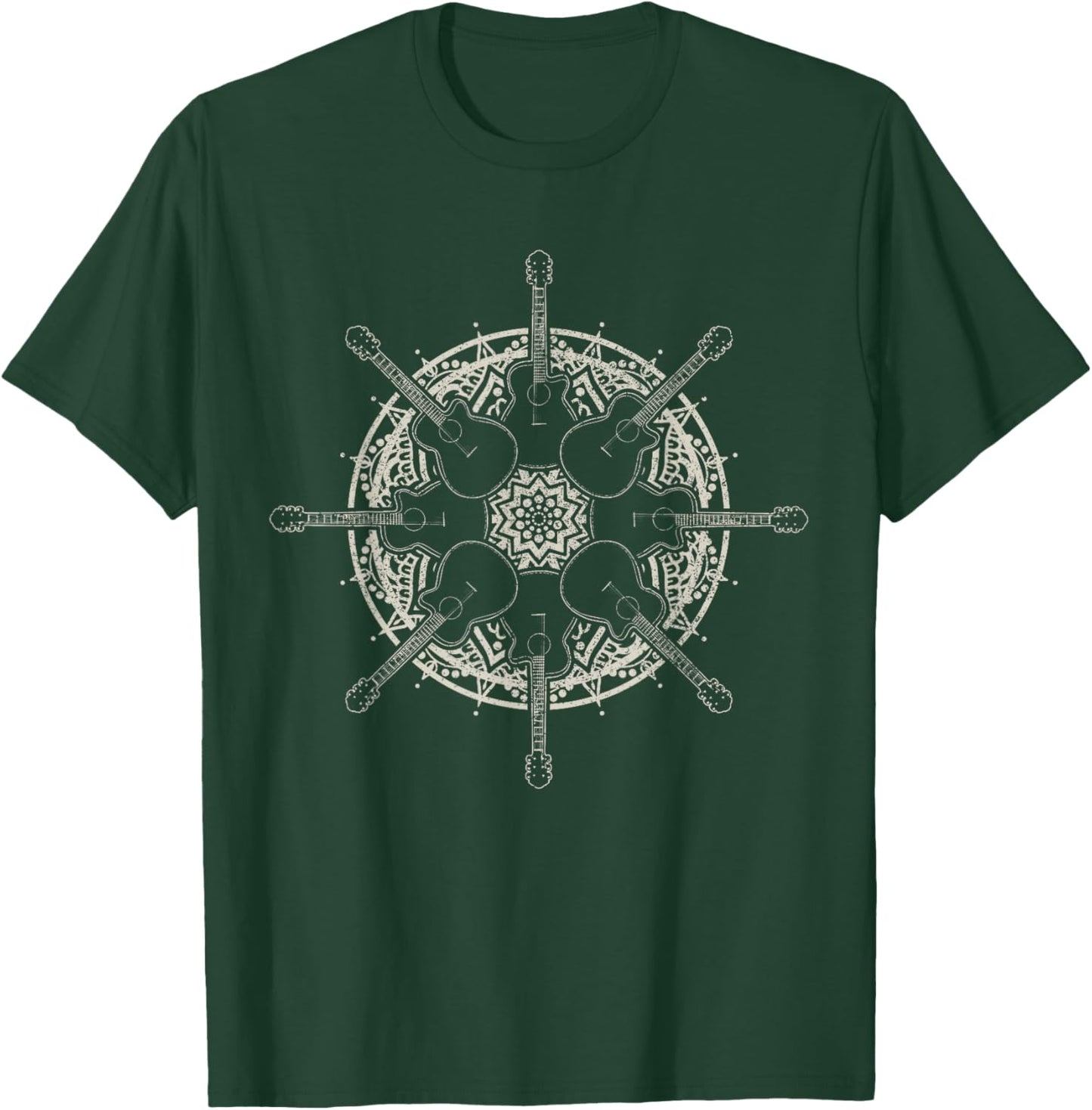 Guitar Player Mandala Vintage Guitarist T-Shirt - T-Shirt | Forest