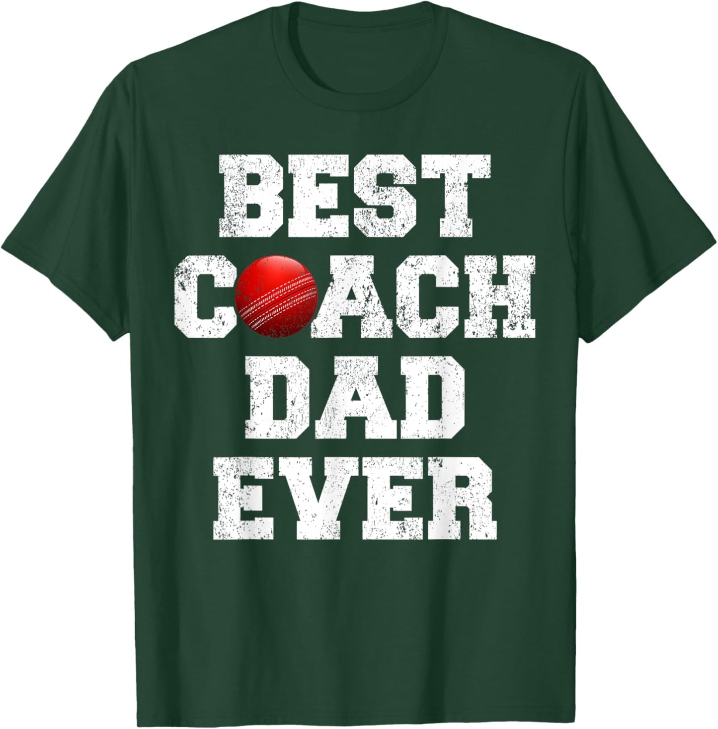 Distressed Vintage Best Cricket Coach Dad Father's Day T-Shirt - T-Shirt | Forest