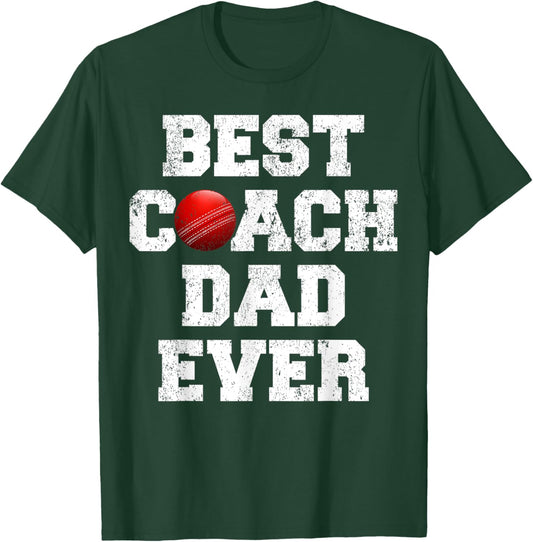 Distressed Vintage Best Cricket Coach Dad Father's Day T-Shirt - T-Shirt | Forest