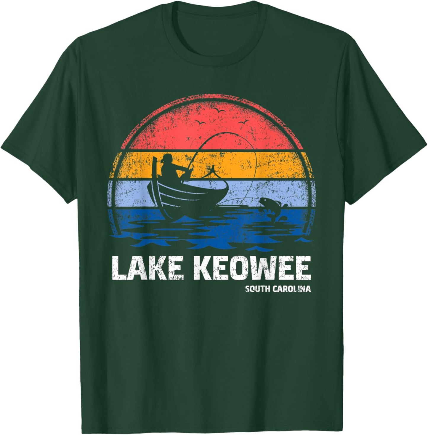 Vintage Retro South Carolina Keowee Lake Summer Fishing Men Women Kids T-Shirt - T-Shirt | Forest
