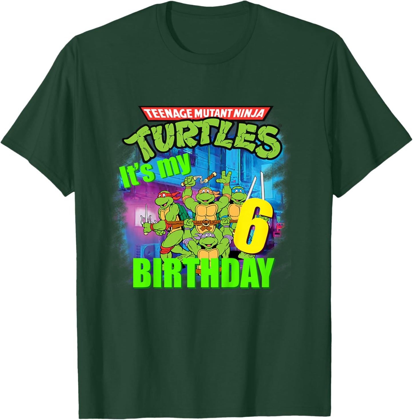 Mademark x Teenage Mutant Ninja Turtles - Original Teenage Mutant Ninja Turtles Sixth Birthday 6th T-Shirt - T-Shirt | Forest