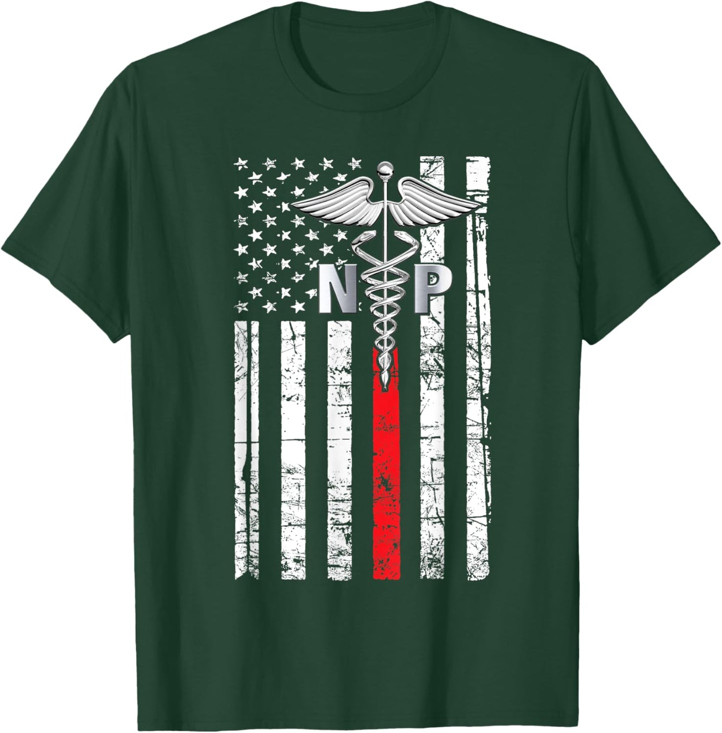 Nurse 365 NP Nurse Practitioner US Flag T-Shirt - T-Shirt | Forest