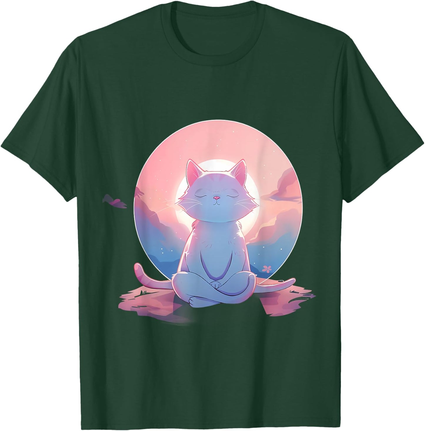 Meditation Cat Hindu Spiritual Zen Buddha Buddhist Yoga Women Kids T-Shirt - T-Shirt | Forest