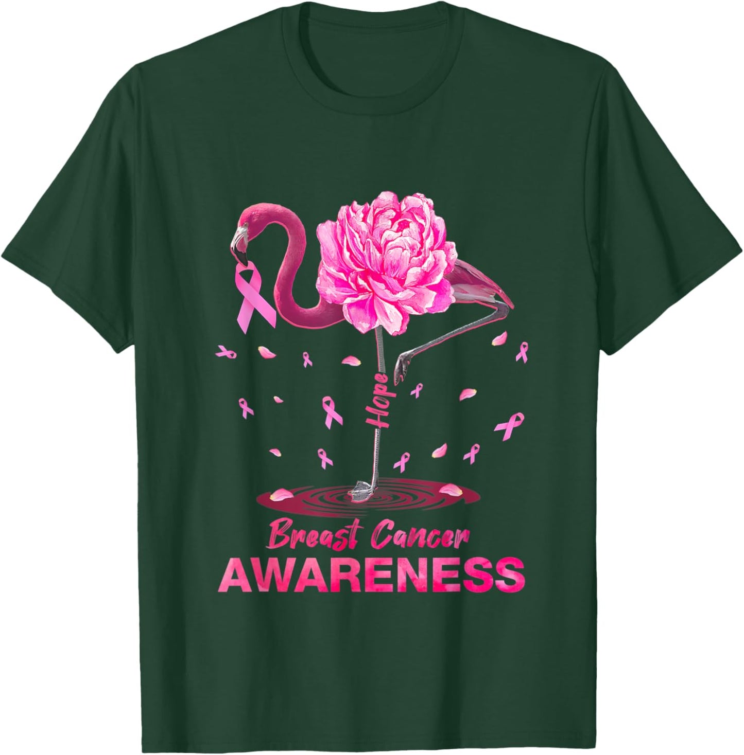 Pink Hope Flamingo Breast Cancer Awareness T-Shirt - T-Shirt | Forest