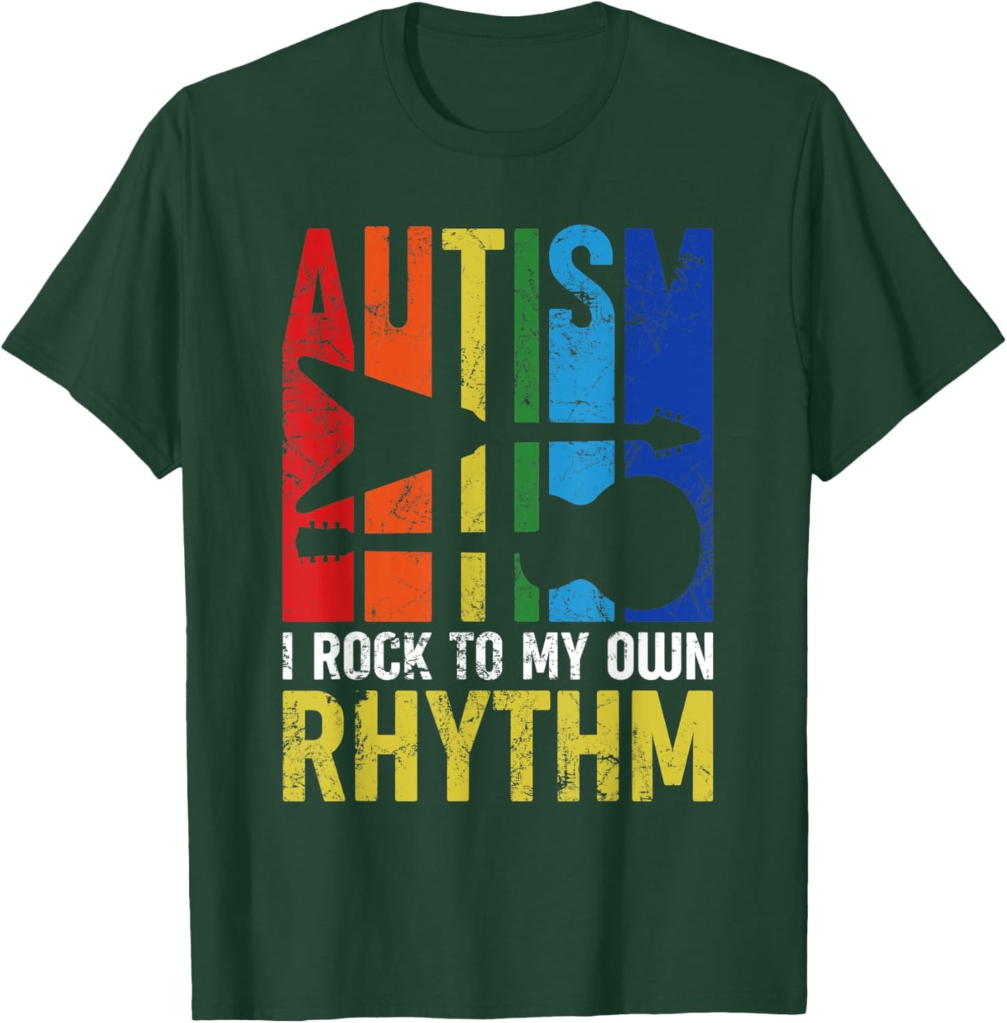 Autism I Rock To My Own Rhythm Autism Awareness Guitar Lover T-Shirt - T-Shirt | Forest