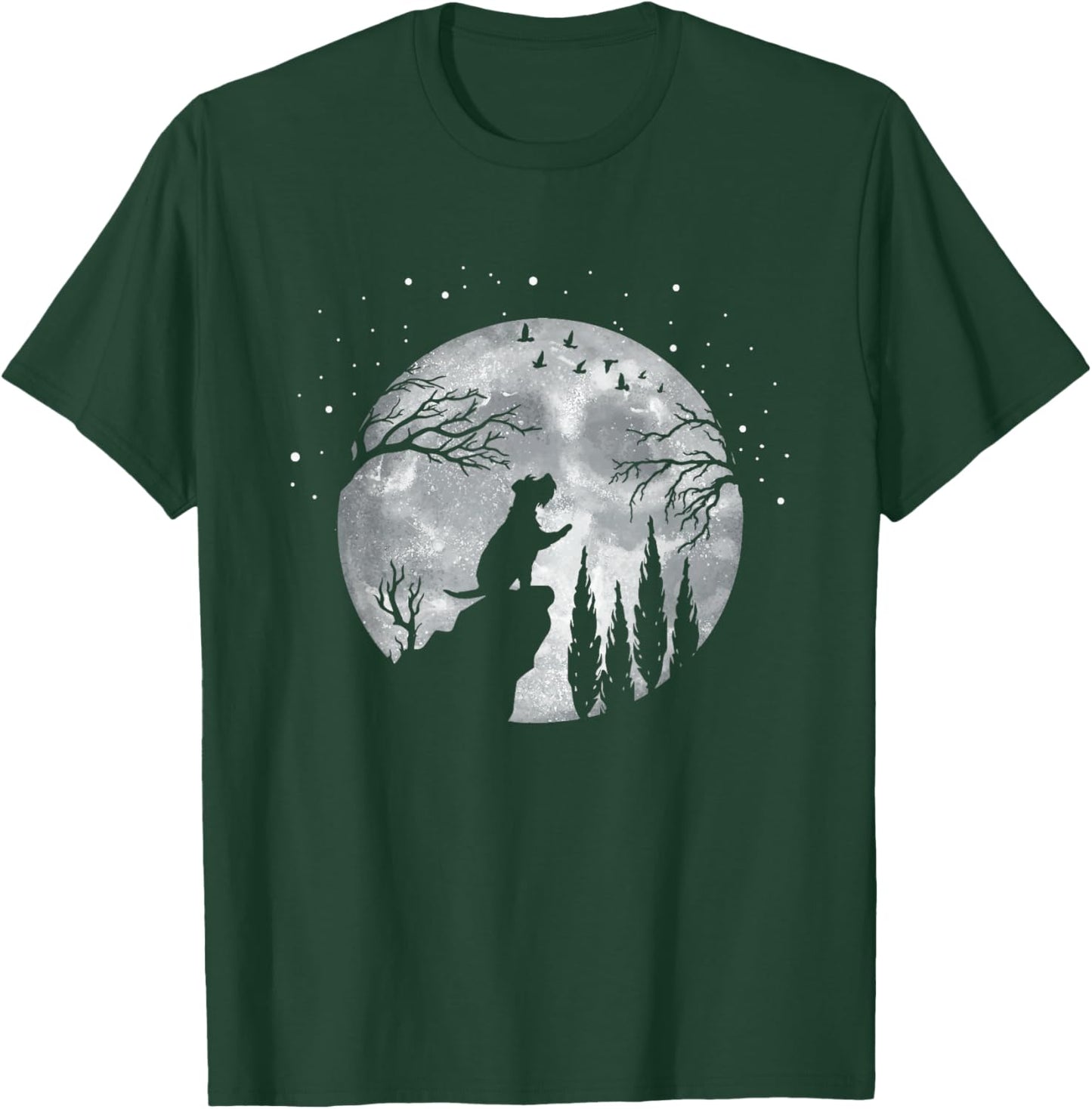 Schnauzer Pet Owner Full Moon At Night - Dog Breed Schnauzer T-Shirt - T-Shirt | Forest