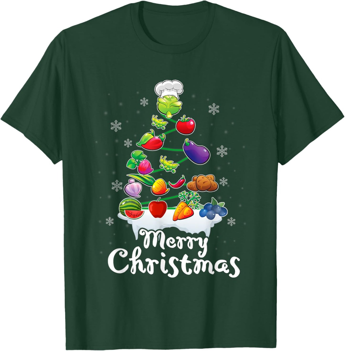 Vegetable Christmas Tree Funny Lunch Lady Pajama Xmas T-Shirt - T-Shirt | Forest