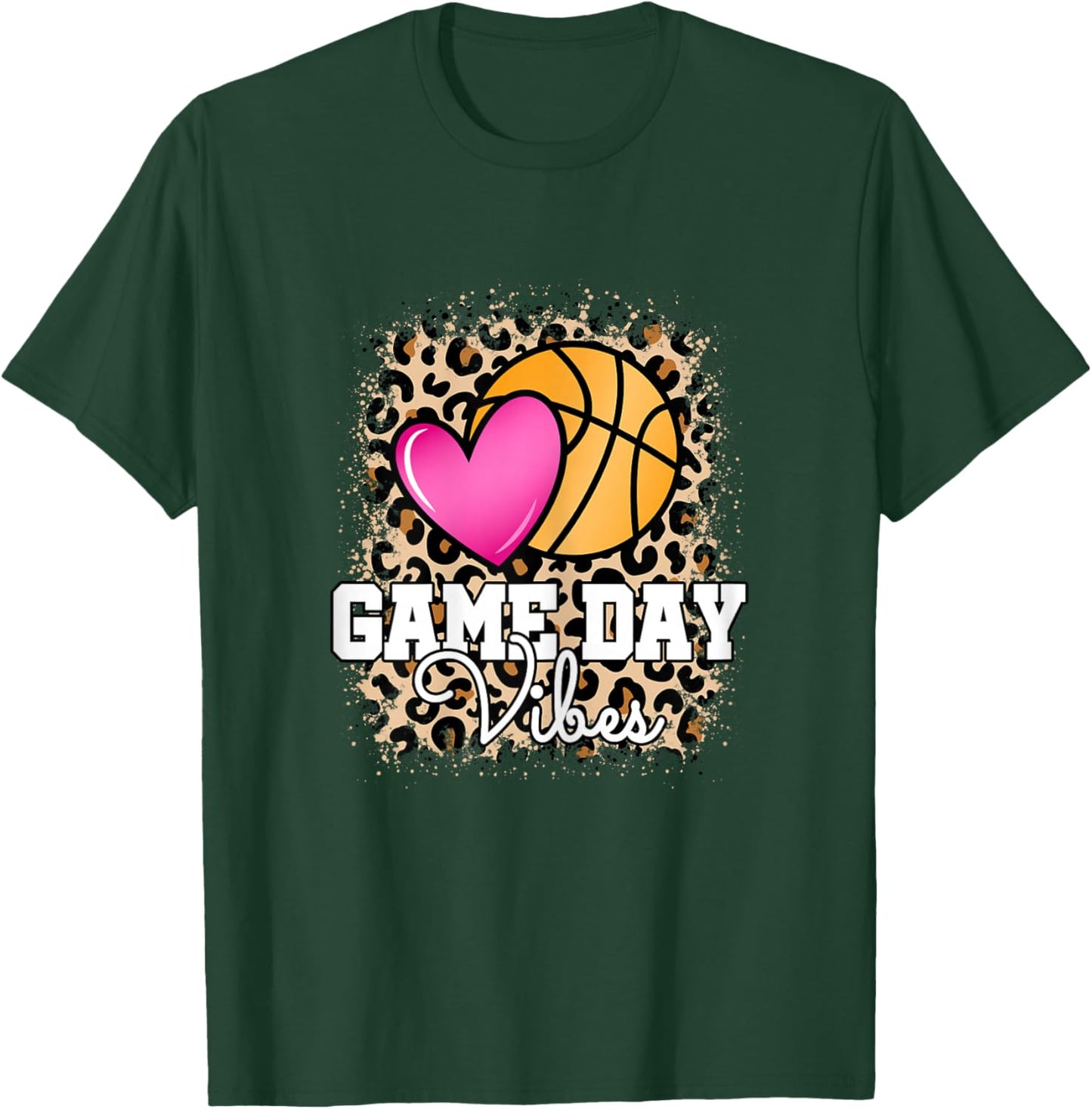 Game Day Basketball Cute Basketball Lover Women Girls T-Shirt - T-Shirt | Forest