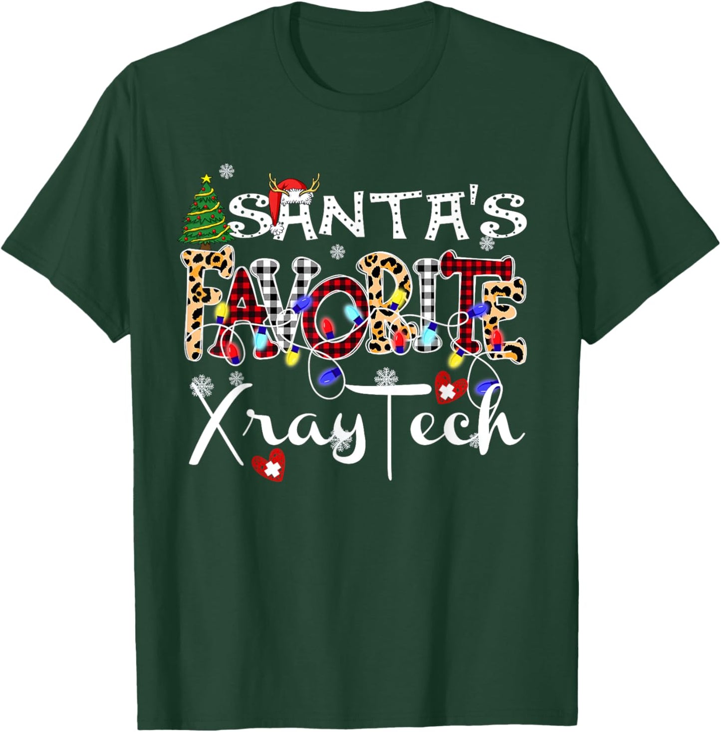Merry Christmas Santa's Favorite Xray Tech Xmas Light T-Shirt - T-Shirt | Forest