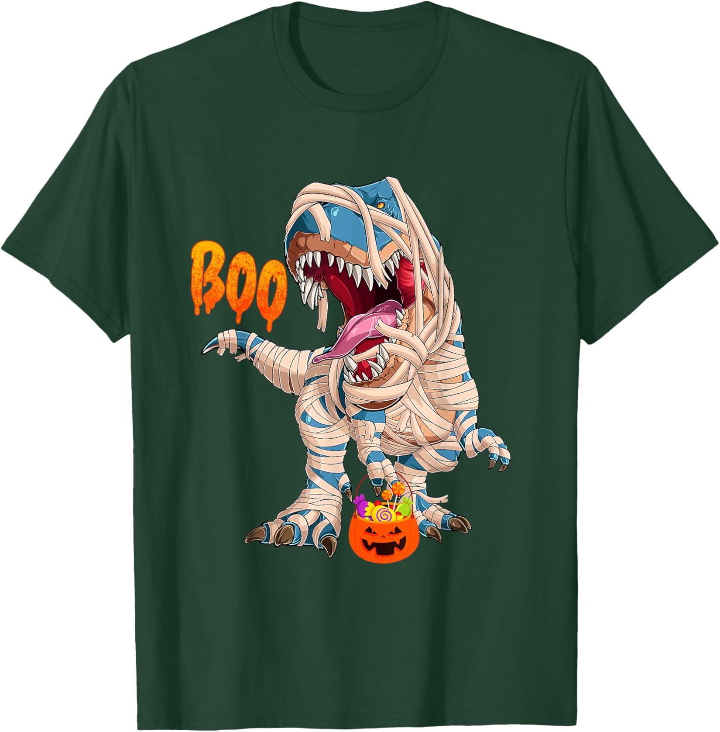 BOO Halloween Ghost Skeleton Dinosaur T-Rex T-Shirt - T-Shirt | Forest