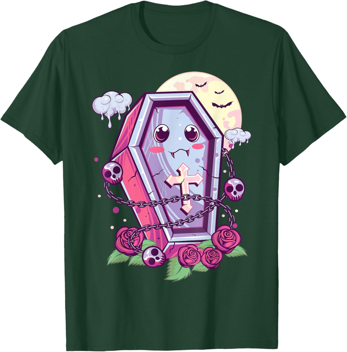 Kawaii Pastel Goth Cute Creepy Coffin Menhera Occult Nu Goth T-Shirt - T-Shirt | Forest