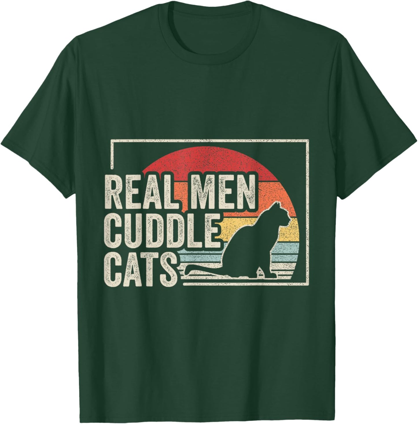 Retro Vintage Real Men Cuddle Cats Funny Cat T-Shirt - T-Shirt | Forest