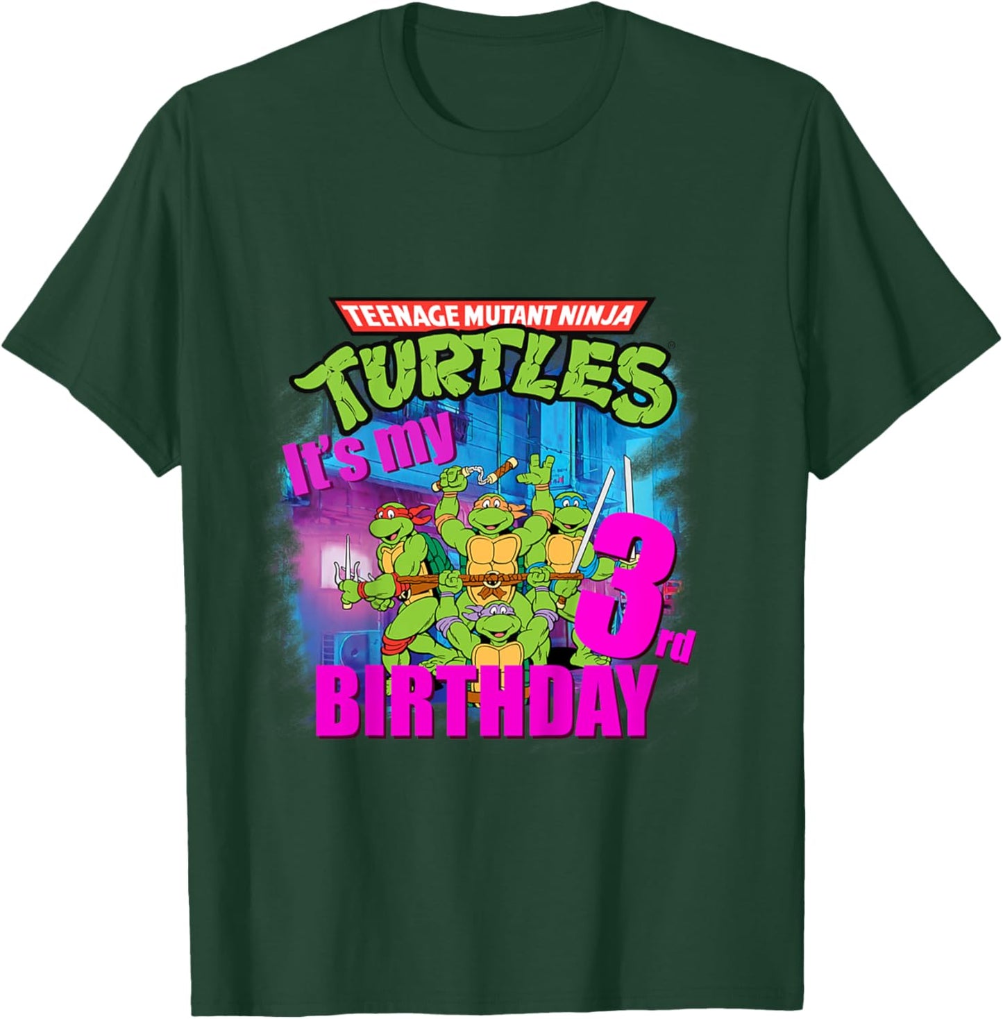 Mademark x Teenage Mutant Ninja Turtles - Kids Original Teenage Mutant Ninja Turtles 3rd Third Birthday T-Shirt - T-Shirt | Forest