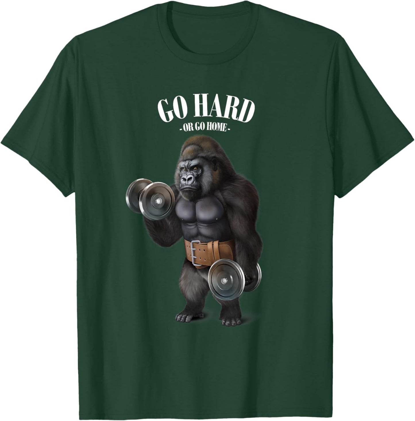 Gorilla Muscle Training with Dumbbell in Fitness Gym T-Shirt - T-Shirt | Forest
