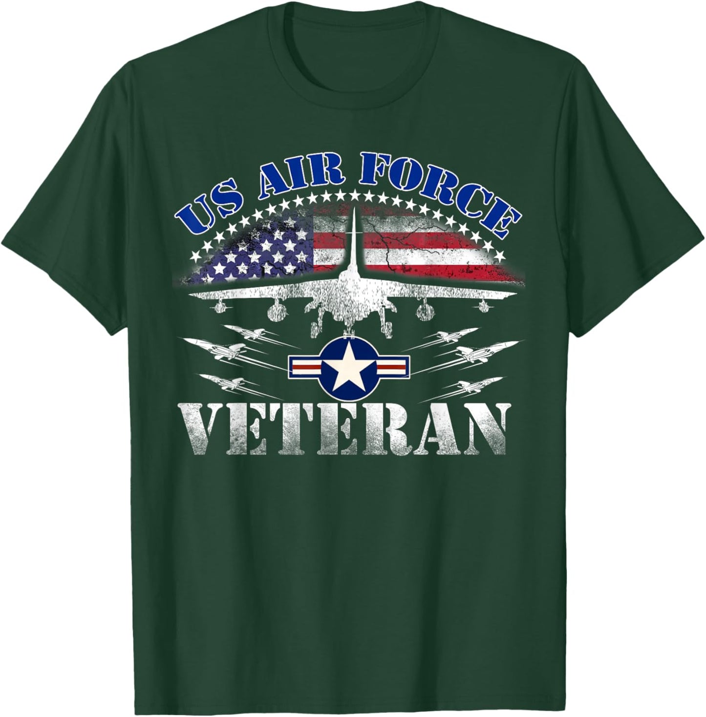 Vintage US Air Force Veteran US Flag USAF Veteran T-Shirt - T-Shirt | Forest