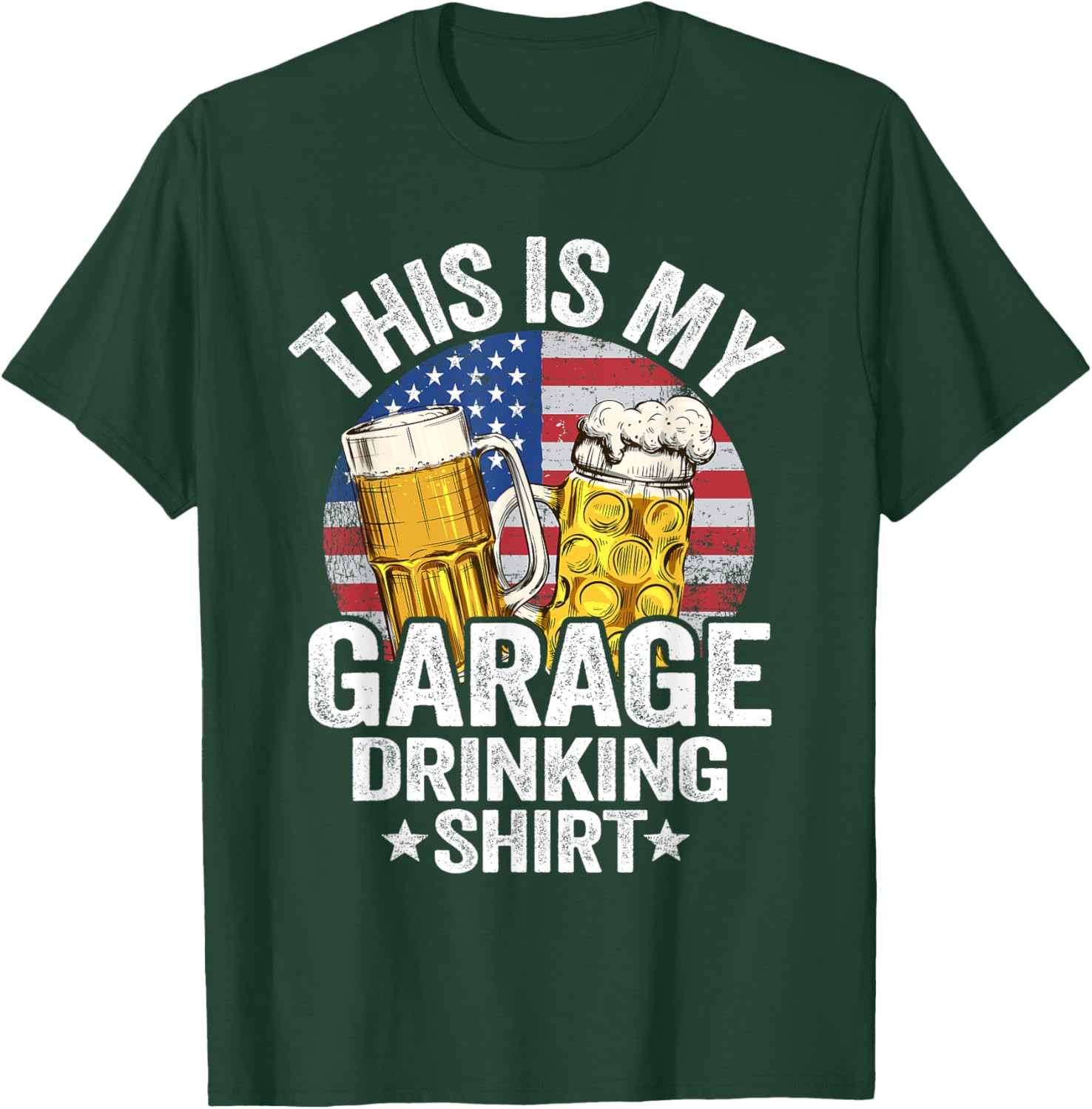 Garage Drinker Dad American Flag This Is My Garage Drinking T-Shirt - T-Shirt | Forest