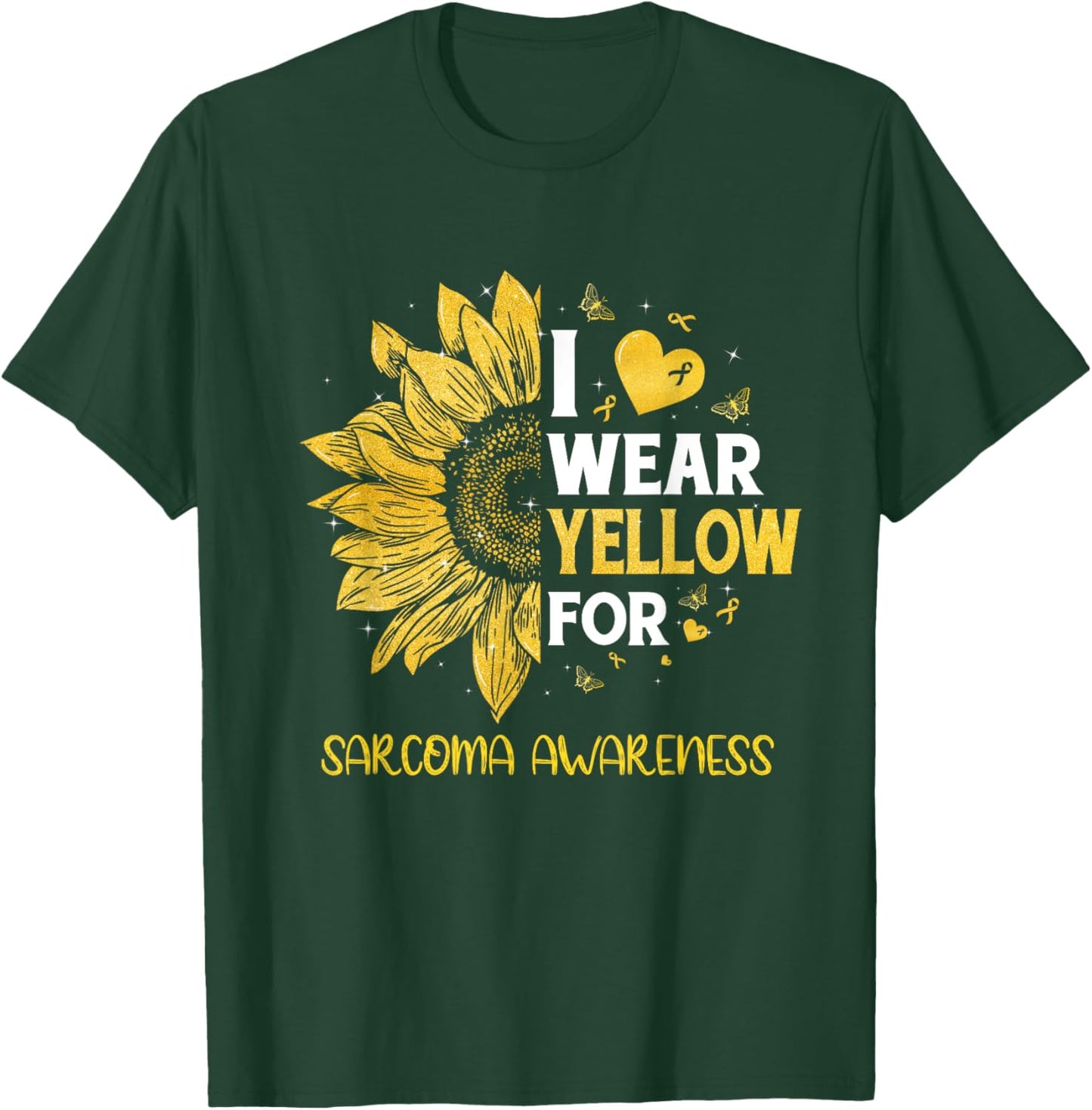 Sunflower I Wear Yellow Ribbon Sarcoma Awareness T-Shirt - T-Shirt | Forest