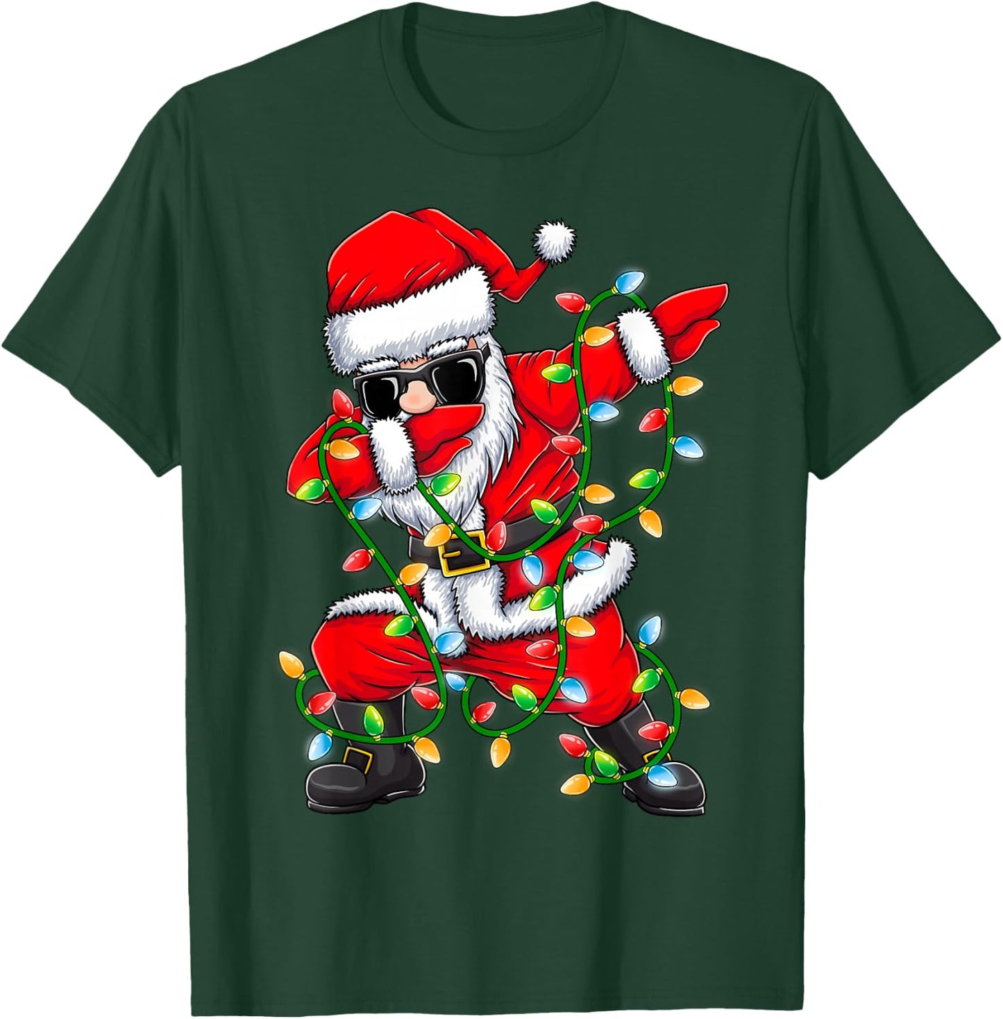 Dabbing Santa Xmas Lights Girls Boys Kids Christmas Gifts T-Shirt - T-Shirt | Forest