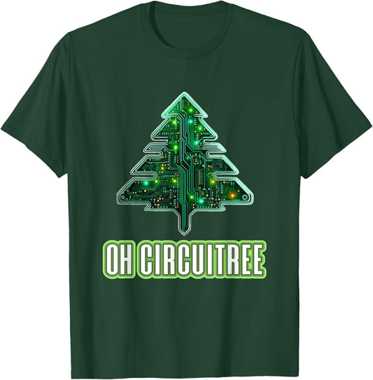 Oh Circuitree Christmas Electronics Circuit Board T-Shirt - T-Shirt | Forest