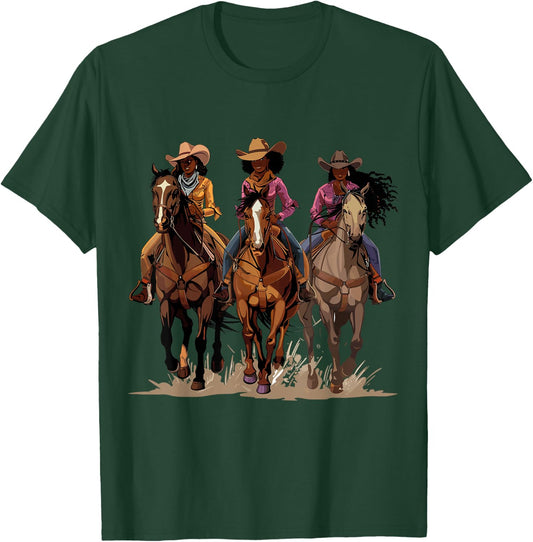 Black African American Cowgirl Western Country Texas Rodeo T-Shirt - T-Shirt | Forest